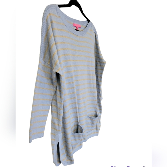 COPY - Lilly Pulitzer Cobo Cool Max knit Sweater Light Blue Gold Stripe size S - Picture 6 of 12